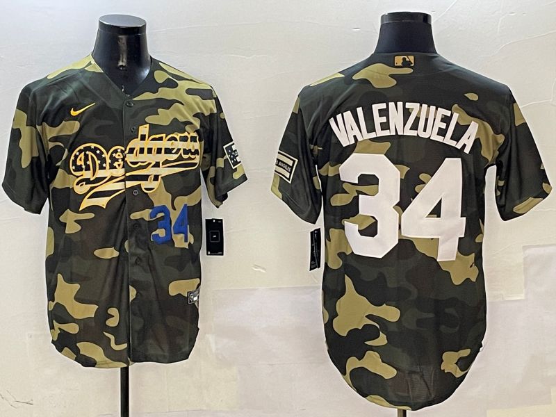 Men Los Angeles Dodgers #34 Valenzuela Camo Joint Name 2025 Nike MLB Jersey style 8